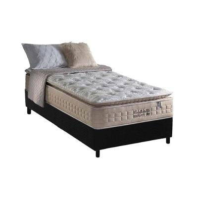 Cama Box Box Solteiro: Colchão Molas MasterPocket Ensacadas Anjos   Confortable + Base CRC Suede Preto(96x203)