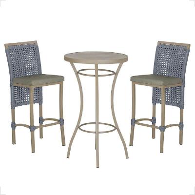 Mesa Bistrô E 2 Banquetas Roma Fendi Corda Estofado 7 Trama Prata