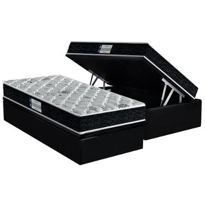 Cama Box Baú Solteiro: Colchão Espuma Probel D45 / EP Firmepedic ProDormir Advanced Tech2000 + Base CRC Suede Black(88x188)
