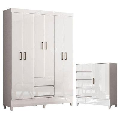 Guarda Roupa Casal 6 Portas E Cômoda 1 Porta 4 Gavetas
