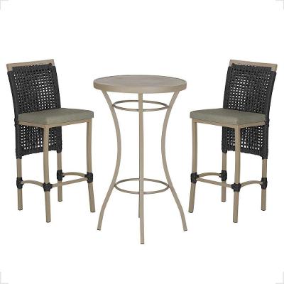 Mesa Bistrô E 2 Banquetas Roma Fendi Corda Estofado 7 Trama Preto
