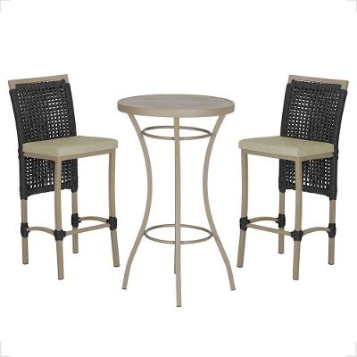 Mesa Bistrô E 2 Banquetas Roma Fendi Corda Estofado 7 Trama Preto