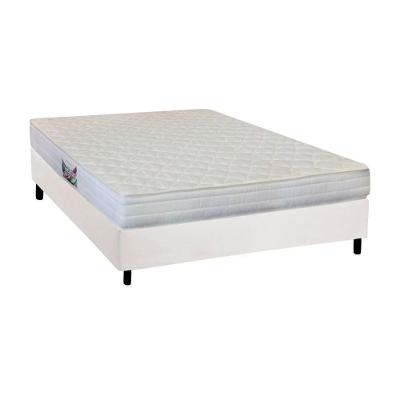 Cama Box Casal: Colchão Ortopédico Herval Ag65 Firme Frontier + Base Crc Courano White(138X188)