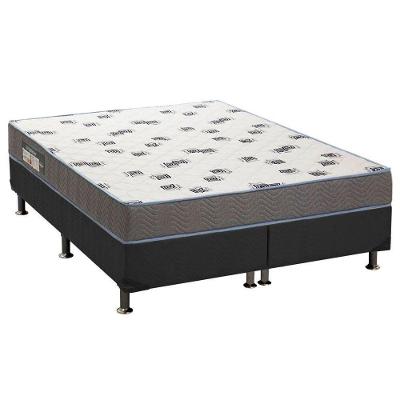 Cama Box King: Colchão Espuma Ortobom D33 Light + Base CRC Suede Gray(186x198)