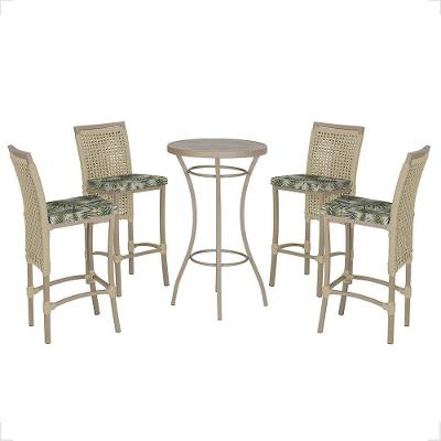 Mesa Bistrô E 4 Banquetas Roma Fendi Corda Estofado 5 Trama Rami