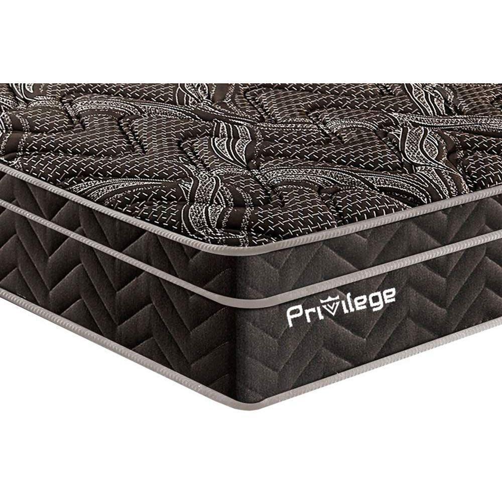 Cama Box Casal: Colchão Molas MasterPocket Ensacadas Paropas   Previlege + Base CRC Rústico Black(138x188) - 2