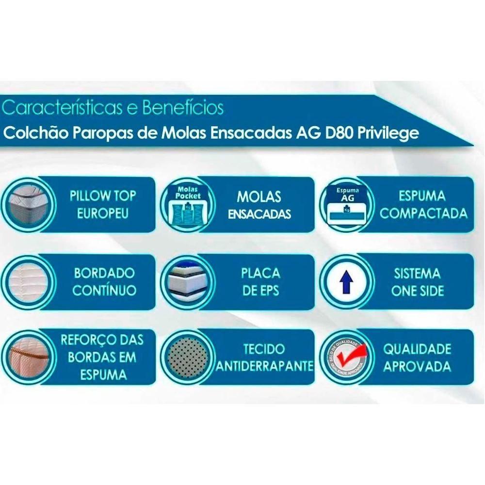 Cama Box Casal: Colchão Molas MasterPocket Ensacadas Paropas   Previlege + Base CRC Rústico Black(138x188) - 5