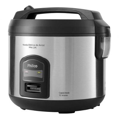 Panela de Arroz Elétrica PPA12PI 900W com Tigela Antiaderente Cinza, Preto 110V