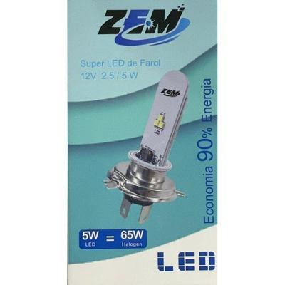 Lâmpada LED Automotiva para Farol H4 65W Super Branca para Motos e Carros 12V OEM