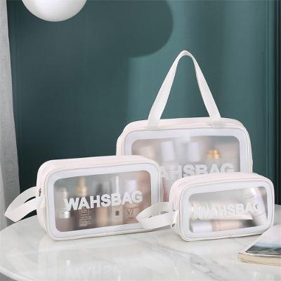 Kit Necessaire para Maquiagem OEM Kit 3 Necessaire Transparente em PVC Branco Unissex