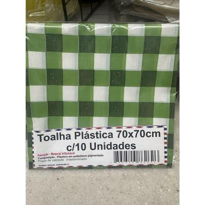 Kit Toalha de Mesa Plástica Lisa 70x70cm 10 Unidades Xadrez Verde Limão OEM