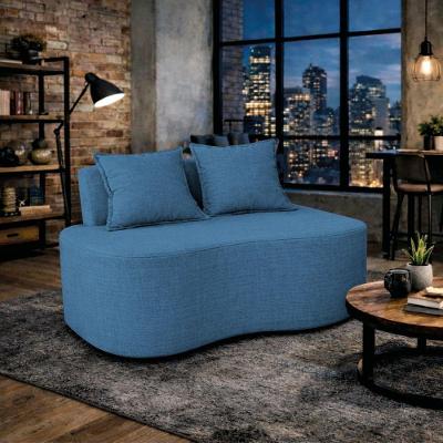 Sofá Bellé 100cm Moderno Confortável Sala Estar Luxo Linho Azul Royal