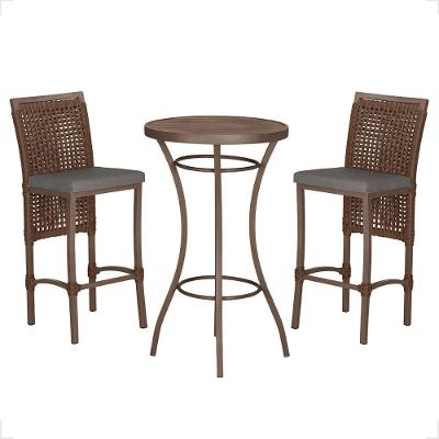 Mesa Bistro E 2 Banquetas Roma Marrom Corda Náutica 11 Marrom