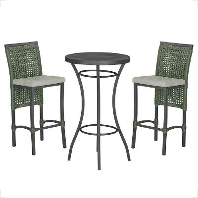 Mesa Bistrô Com 2 Banquetas Roma Preta Corda Náutica 3 Trama Verde
