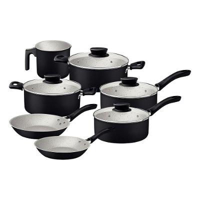 Jogo Panelas Tramontina Linz Starflon Max Preto 07 Peças Aluminio Antiaderente Tramontina
