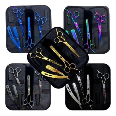 Kit Tesouras Profissionais Fio Navalha Desfiadeira com Tesoura Curva para Corte Coloridas Aleatório