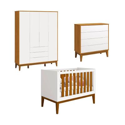 Jogo De Quarto Classic Elfe Gaveteira Branco Fosco Com Savana - Moveisaqui