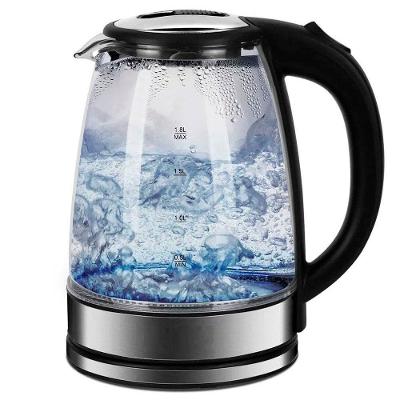 Chaleira Elétrica Gici Decor Vidro Cristal Preto com LED Azul 1,8L Base Giratória 220V