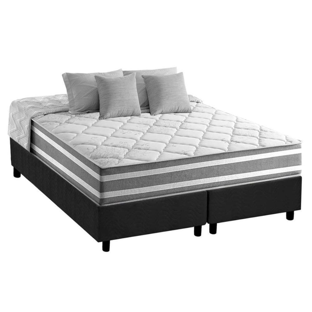 Cama Box Queen: Colchão Molas Anjos Superlastic Duo Sono + Base CRC Suede Gray(158x198) - 1