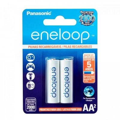 Pilha Recarregável AA Panasonic Eneloop BK-3MCCE-2BB 1,2V 2000MAH Ni-MH Pronta para Uso