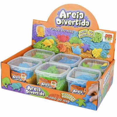 Areia de Modelar Areia Divertida Fundo do Mar com Moldes 3D Brinquedo Educativo DM Toys