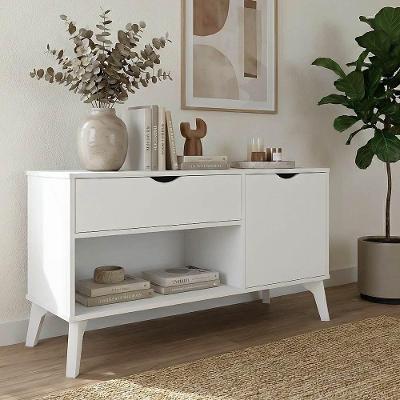 Buffet Aparador London Com Gaveta Porta E Prateleira Ampla Nicho Para Entrada Sala De Estar - Branco
