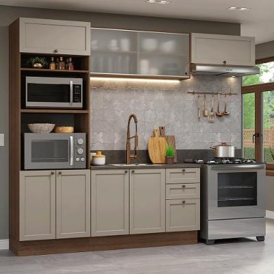 Armário De Cozinha Completa 270 Cm Rustic/crema Vik Madesa 03 Rustic/crema