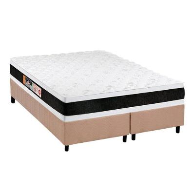 Cama Box Queen: Colchão Espuma Castor D45 Black e White Double Face + Base CRC Suede Clean(158x198)