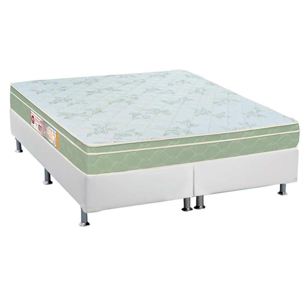 Cama Box Queen: Colchão Espuma D33 Castor Sleep Max + Base CRC Courano White(158x198) - 1