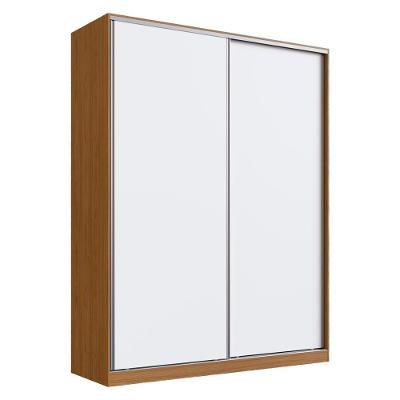 Guarda Roupa Casal Rc2003 Mdf 2 Portas 183 Cm Freijó Natura Branco Novam