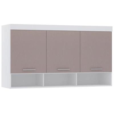 Armário Aéreo Ponte Modulado 145cm Taiga Branco/cinnamon L01 - Mpozenato
