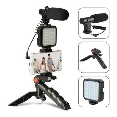 Kit de Fotografia OEM Luz de Vídeo Microfone de Lapela Tripé Dobrável Suporte para Celular Bluetooth