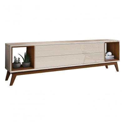 Rack Para Tv Delux 1.8 Off White Com Natural - Moveisaqui