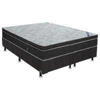 Cama Box King: Colchão Molas Ortobom Nanolastic Light Selado + Base Crc Suede Black(186X198) - 1