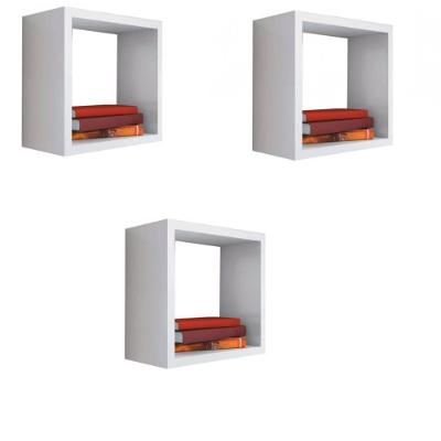 Kit Nicho Decorativo F031 3 Peças 35x35x15CM em MDF para Parede Branco