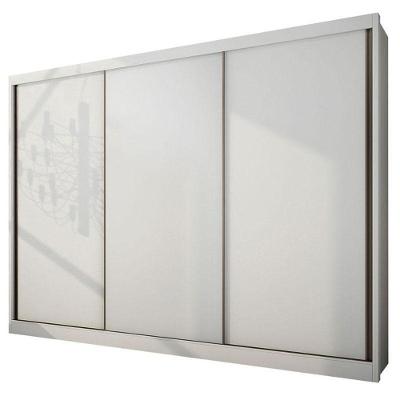Guarda Roupa Casal Londres 3 Portas 4 Gavetas Neve e Gaveteiro Milão Neve MDF