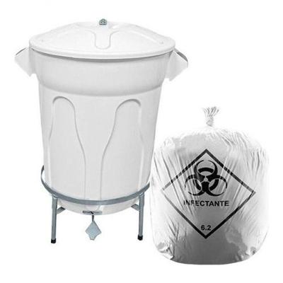 Lixeira Hospitalar 100L com 100 Sacos de Lixo Infectante para Descarte Seguro Higipack