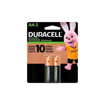 Pilha Recarregável AA Duracell AA 2500MAH 2 Unidades pré-carregadas Longa Duração Verde