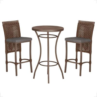 Mesa Bistro E 2 Banquetas Roma Marrom Corda Náutica 11 Marrom