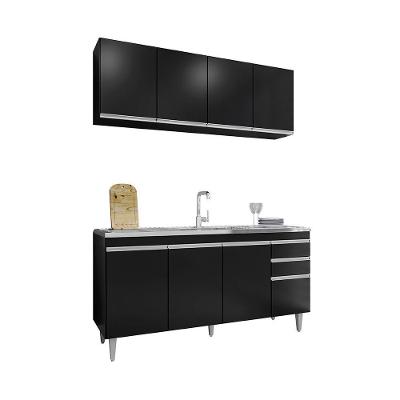 Balcão Gabinete Para Pia 160cm 4 Portas Lorena - Ssx Multicoisas Preto