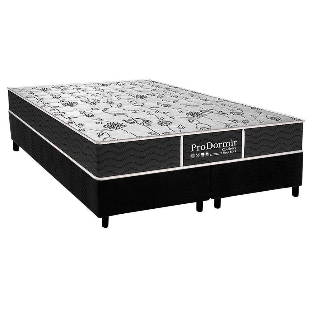 Cama Box Queen: Colchão Molas Probel Prolastic Sleep + Base CRC Suede Black(158x198) - 1
