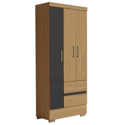 Guarda Roupa Solteiro 3 Portas Coimbra 186x76 Cm Armoveis Atacama Grafite