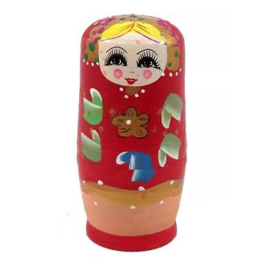 Boneca Matrioska Vermelho02 Conjunto com 6 Peças em Madeira Pintura Manual Vermelho Jiaxi