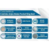 Cama Box Queen: Colchão Molas MasterPocket Ensacadas Anjos   King Best + Base CRC Courano Branco(158x198)