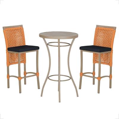 Mesa Bistro E 2 Banquetas Roma Fendi Corda Náutica 12 Terra Cota