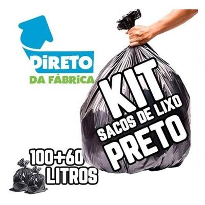 Kit Saco para Lixo Kit Saco de Lixo 100 + 60 Lts Super Reforçado Preto 100L e 60L Higipack