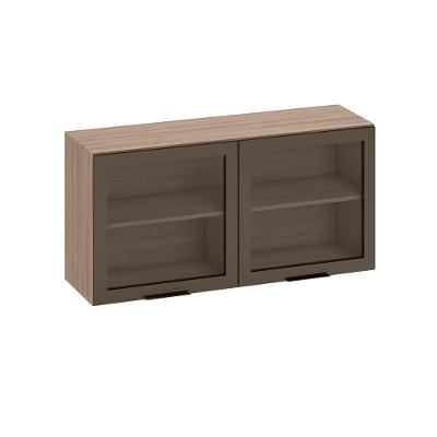 Armário Aéreo 2 Portas De Vidro 120cm Etna Carvalho Oak Off White - Ssx Multicoisas