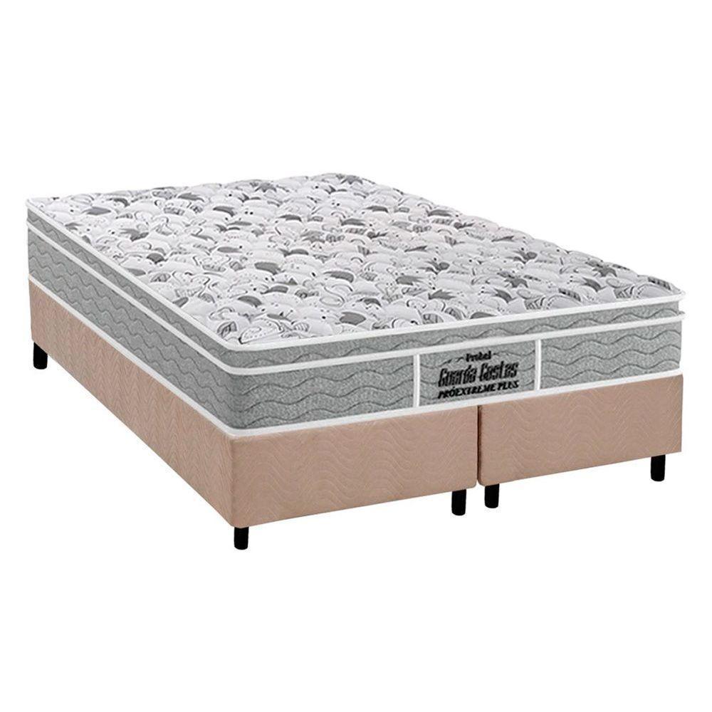 Cama Box Queen: Colchão Espuma D45 Probel /EP Guarda Costas Próextreme Plus + Base CRC Suede Clean(158x198) - 1
