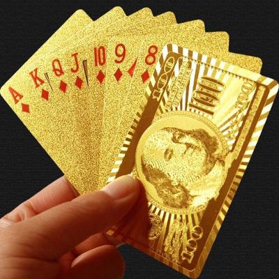 Baralho Dollar Poker Cartas Jogos P'agua com 52 Unidades à Prova d'água Dourado Grupo Shopmix