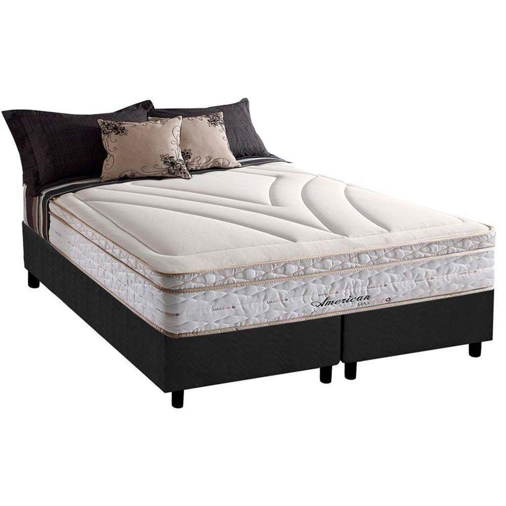 Cama Box Queen: Colchão Molas Herval Maxspring American + Base CRC Suede Gray(158x198) - 1